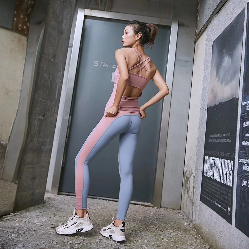 Женский комплект для йоги из 2 предметов фитнеса тренажерного зала спортивный