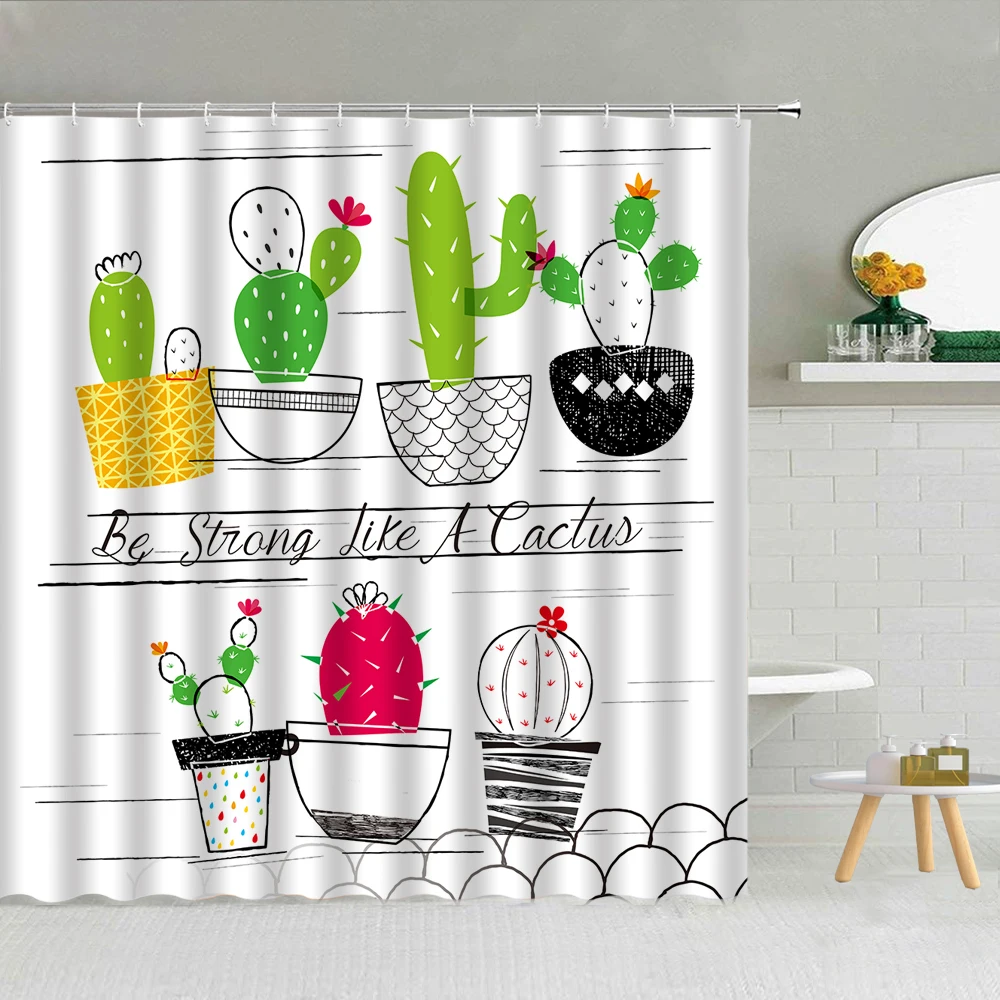 Вода Цвет Цветок кактуса душ Шторы s тропический пустынный завод занавеска с