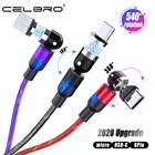 Магнитный кабель Micro USB Type-C, вращающийся на 540 , зарядный кабель для Samsung S20, S10, Note 10 Plus, Xiaomi Mi 10 Pro, магнитный кабель, 1 м2 м