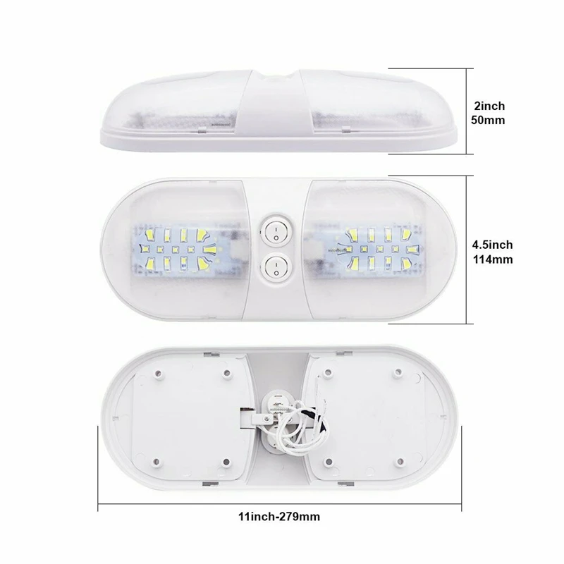 

5Pcs RV Double e Light, 12V Fixture Roof Ceiling Reading Light 6000K Camper Trailer