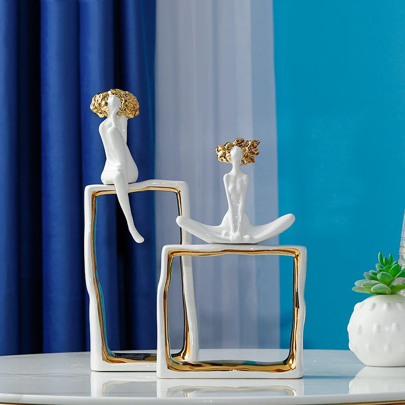 

Современные керамические фигуры, декоративные аксессуары, домашняя гостиная, настольные фигурки, украшение для клубного стола, книжный шка...