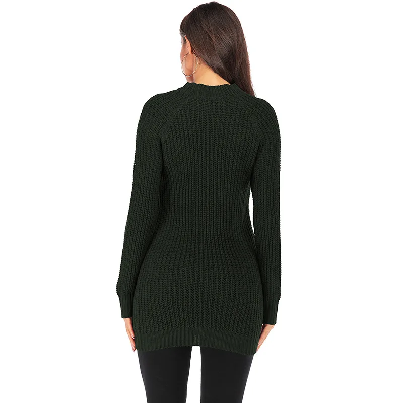 Женский трикотажный свитер с круглым вырезом в стиле пэчворк | Женская одежда