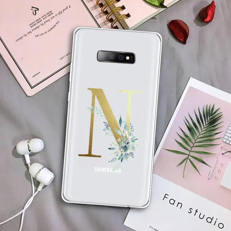

Letter flowers words English abc Phone Case Transparent For Samsung Galaxy S A 5 7 8 9 2015 20 edge plus 10 e lite 2019