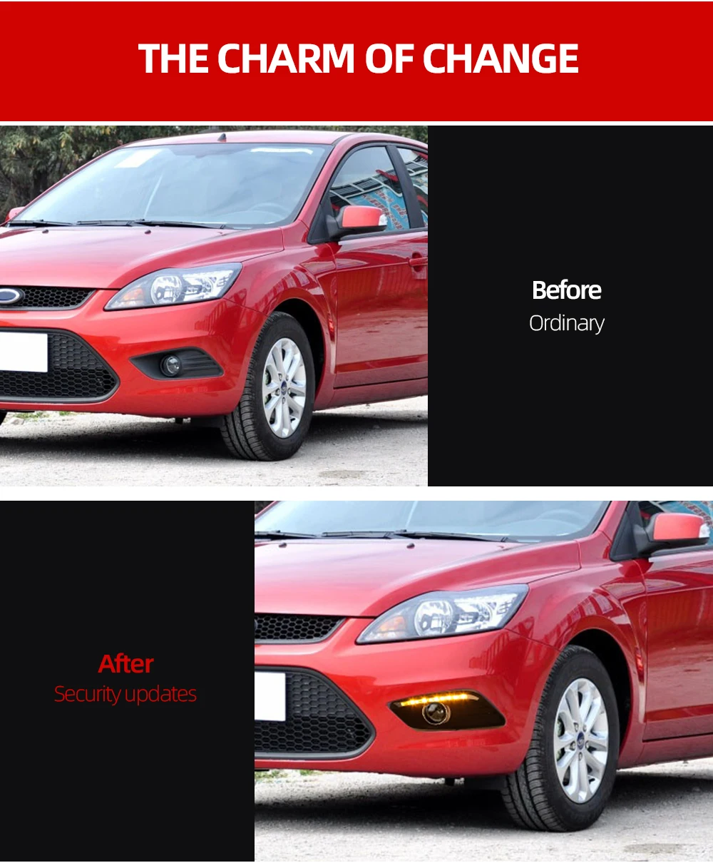 CSCSNL 2 шт. DRL для Ford Focus Sedan светодиодный DRL дневные ходовые огни Светодиодный дневной светильник противотуманный светильник с желтым указателем поворота