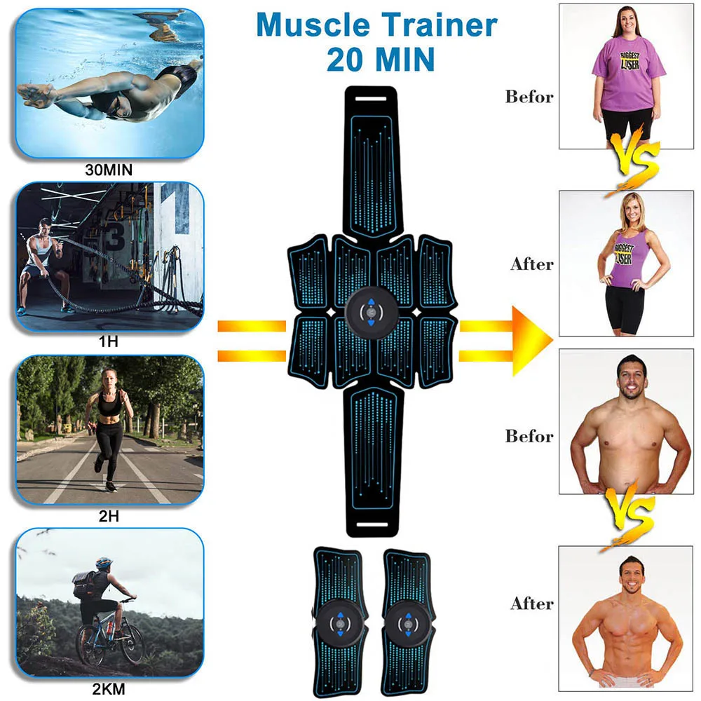 Muscle Electro Stimulator ABS EMS Electrostimulator Abdominal Electric Massager Training Apparatus Fitness Machine Building Body | Спорт и