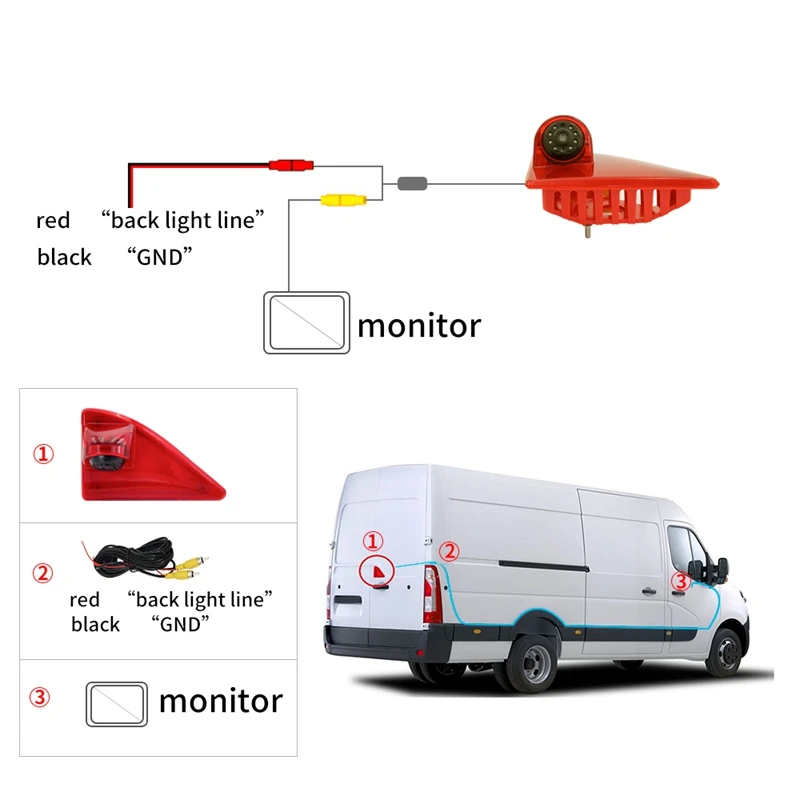 

Auto Car Rear View Camera Reverse High Brake Light Parking Night-Vision for Opel Movano/Vauxhall Movano/Renault Master/Nissan