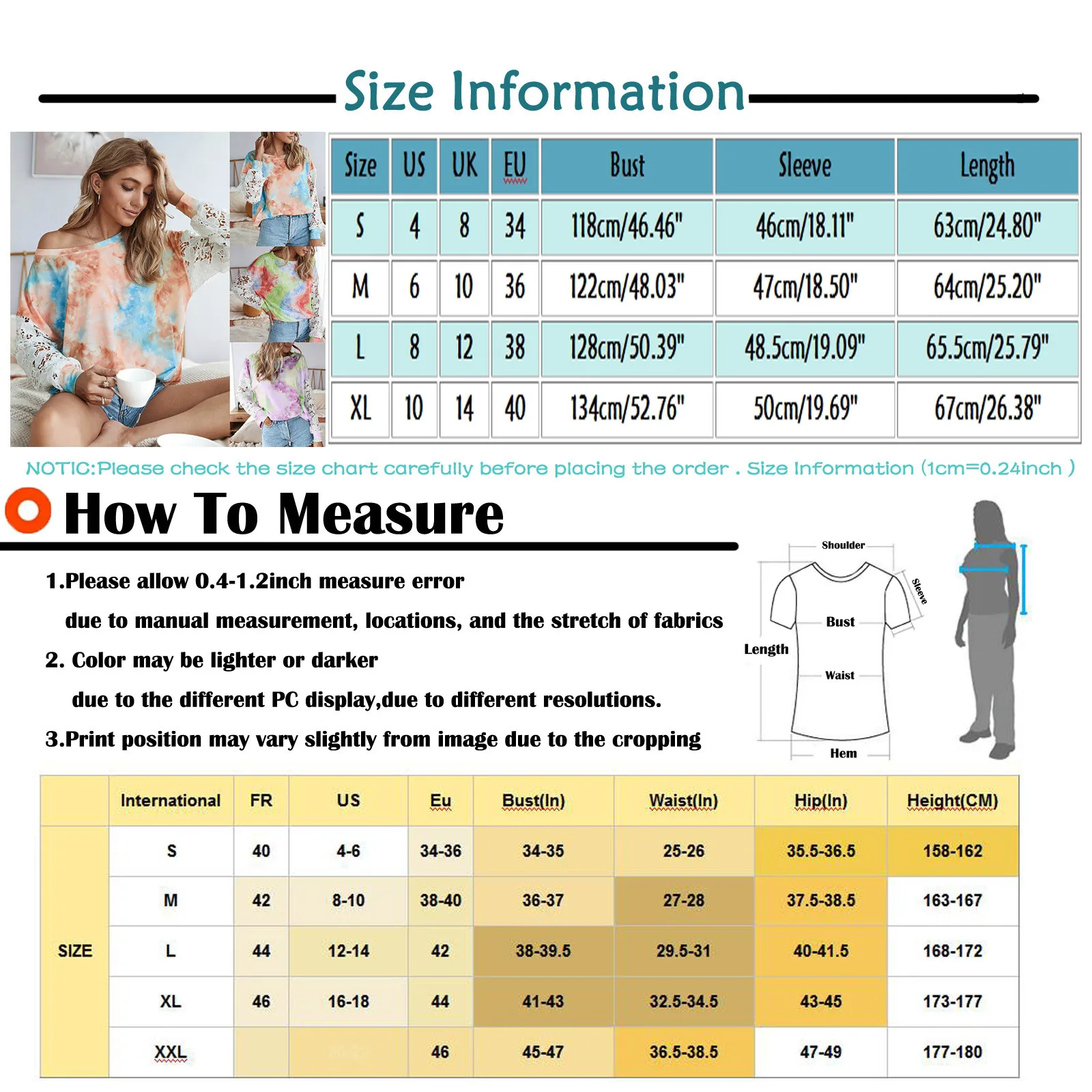 

hoodie Coat women's Fashion Tie-dye Print Lace Long Sleeve O-Neck Casual Autumn Top Sweatshirt 2021