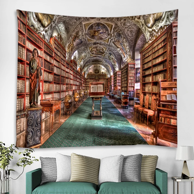 

3D Abstract Library Book Background Tapestry Scene Arrangement Bedroom Tapestry Digital Printing Eco-Friendly