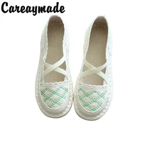 careaymade cotton and hemp womens shoesmesh surface retro super soft soled literary and artistic flat soled leisure shoes
