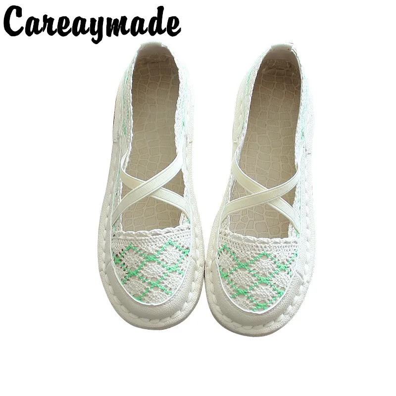 Женские туфли Careaymade из хлопка и конопли в ретро стиле с сетчатой поверхностью
