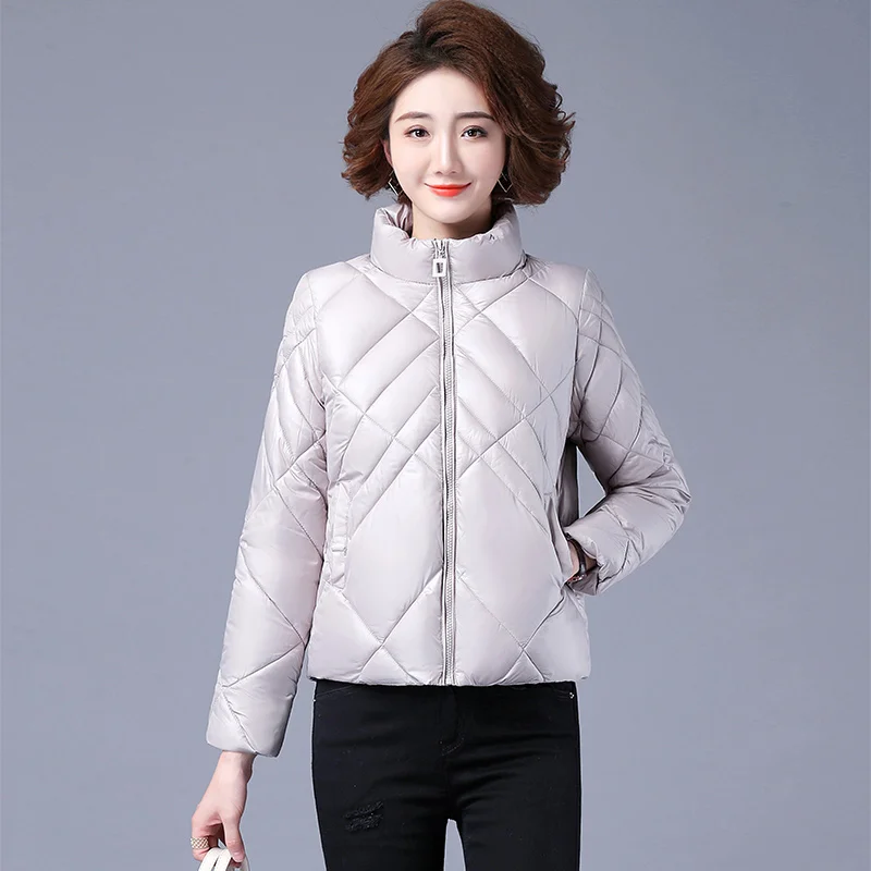 

NEEW 2021 2022 Women Winter Short parkas Solid thicken zipper warm jackets snow coat for female Mother Jackets