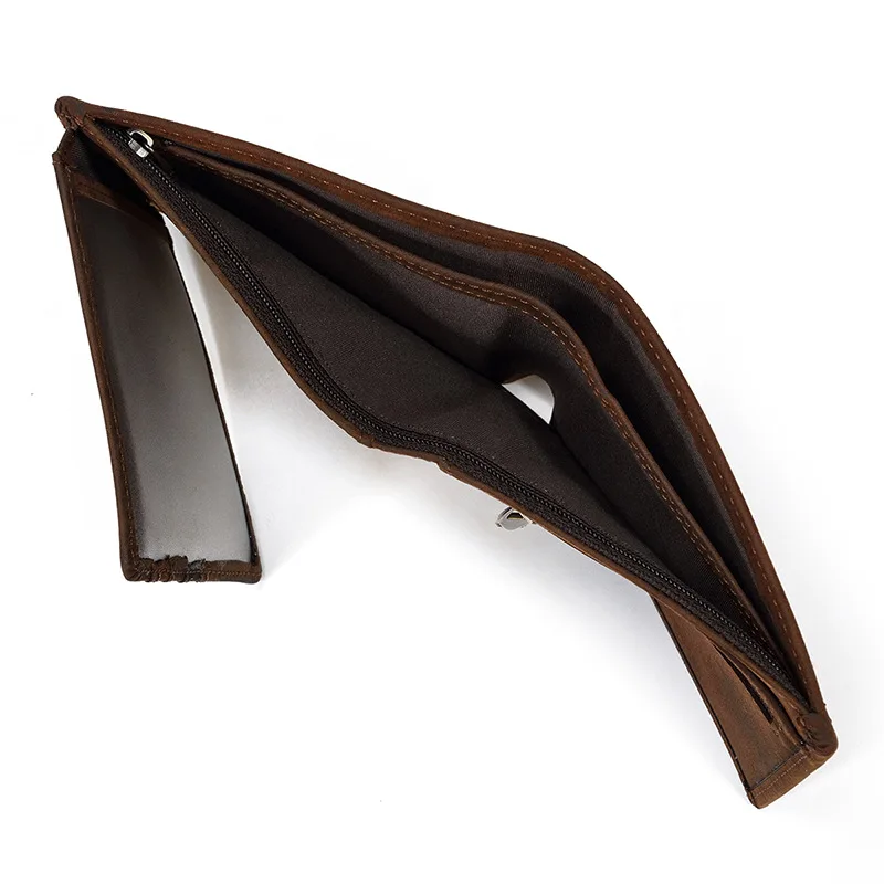 Кожаный кошелек GROJITOO из кожи Крейзи Хорс мужской короткий воловьей складной