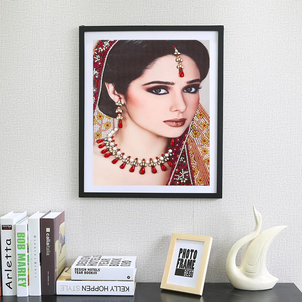 

Special Shaped 5D Diamond Painting Indian Woman Diamond Embroidery Portrait 5D Mosaic Picture Handmade Craft Home Decoration
