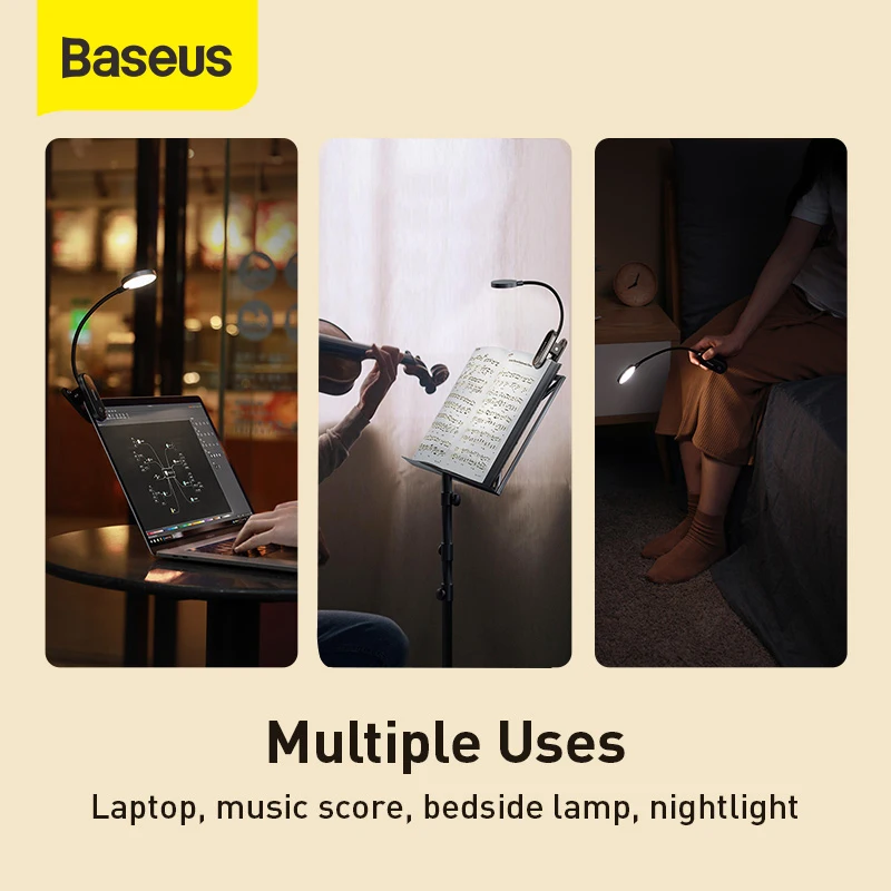 Baseus USB свет мини LED Настольная лампа для чтения перезаряжаемая защита глаз