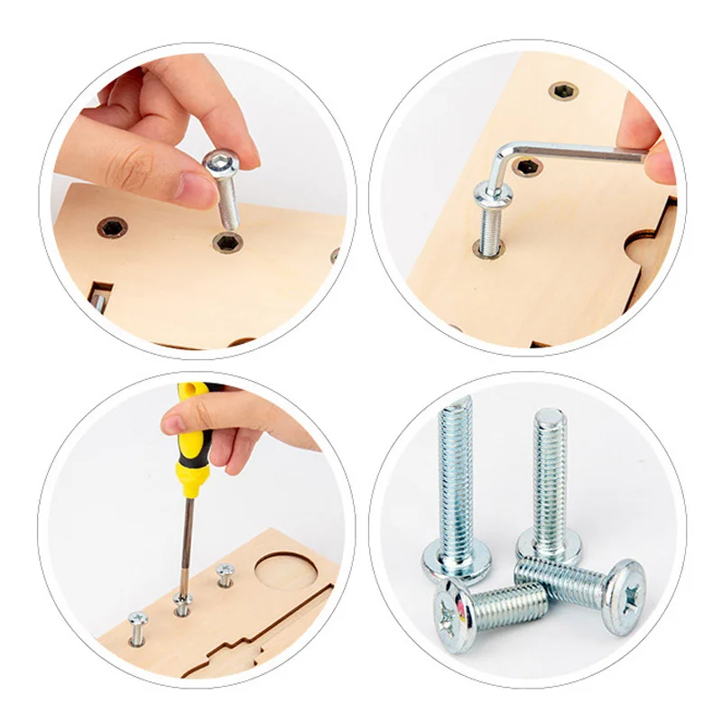 

Montessori Screw Driver Board for Kids Preschool Basic Skills Educational Sensory Activity Board Toy Learning Wooden Materials