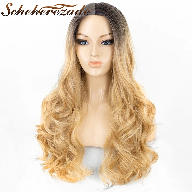 Scheherezade Omber коричневый блонд парики длинные волнистые синтетические кружевные