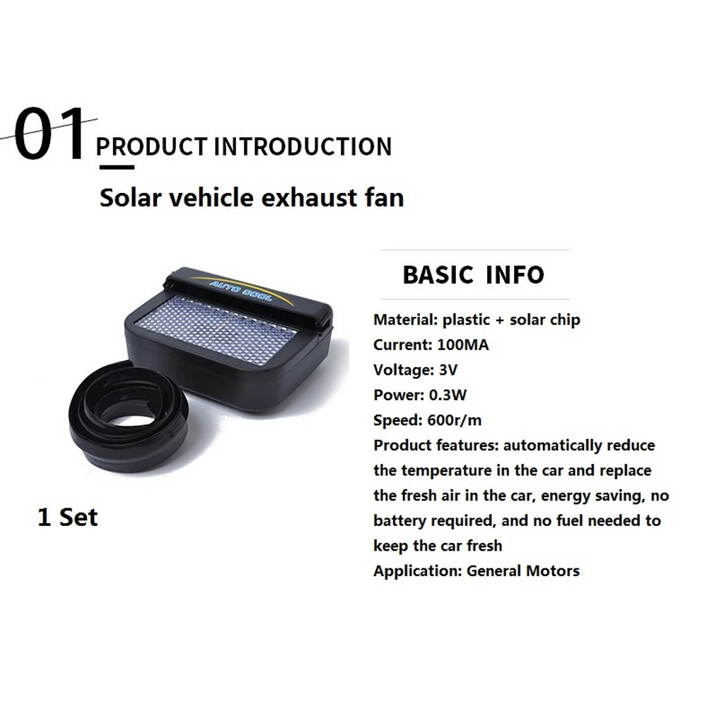 

Universal portable energy-saving micro-motor car interior exhaust fan/solar automatic cooling device solar chip hot sale