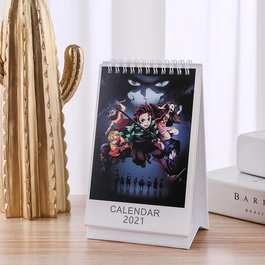 

2021 Anime Demon Slayer Desk Calendar Figure Desk Calendar Daily Schedule Planner New Year Plan Schedule Back To School Keychain