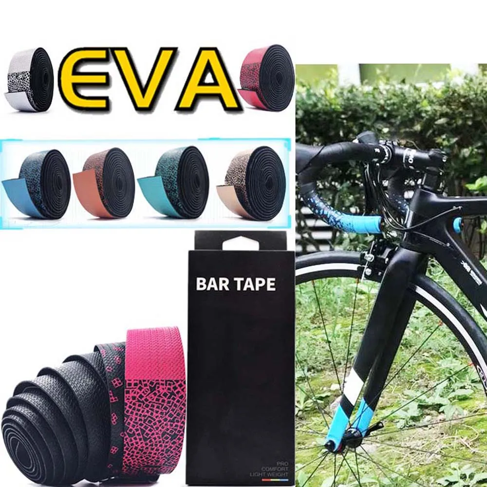 

Road Bike Bar Tape Tetris design Toughness Vibration Damping Anti-Vibration EVA PU Bent Handlebar Bar Tape Wrap +2 Bar Plugs