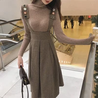 knitted dress womens 2 two piece set autum winter slim fit knitted pullovers plaid pleated skirt office ladies suit streetwear