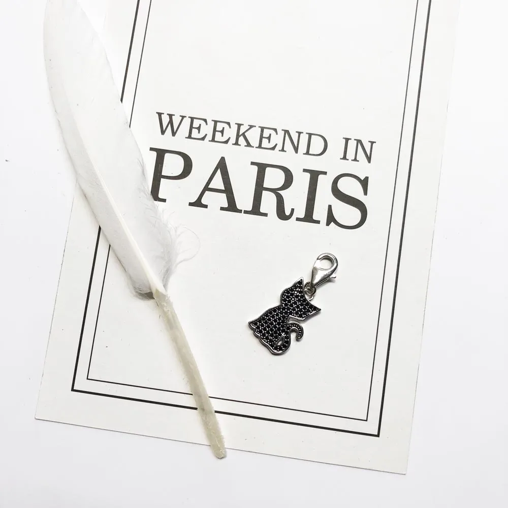 Подвеска в виде кошки с черной ПАВЕ ювелирные изделия 2018 из серебра 925 пробы милый