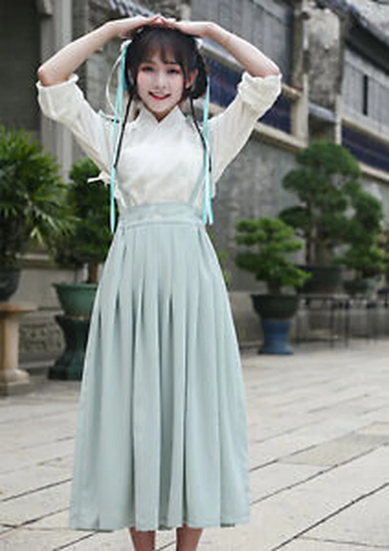 Традиционное китайское платье Hanfu для женщин современное на бретелях hanbow одежда