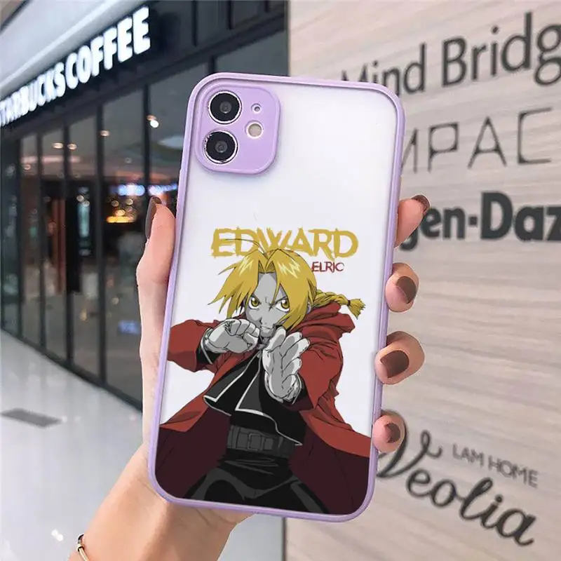 

Fullmetal Alchemist Brotherhood Phone Cases Matte transparent For Purple iPhone 12 Mini 11 Pro XR XS Max 7 8 Plus X Back Cover
