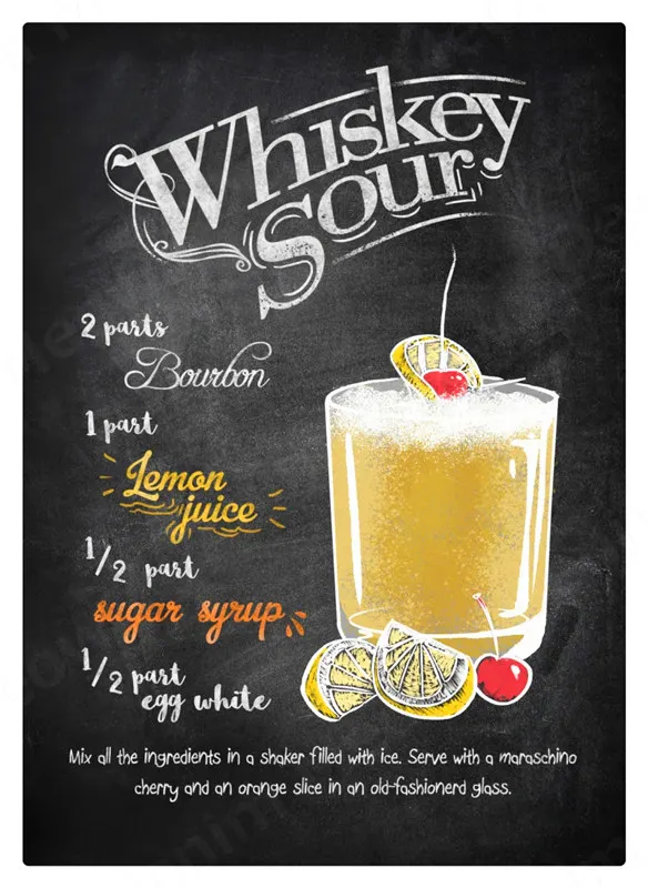 Металлический постер для коктейлей виски старомодные винтажные свежие фрукты