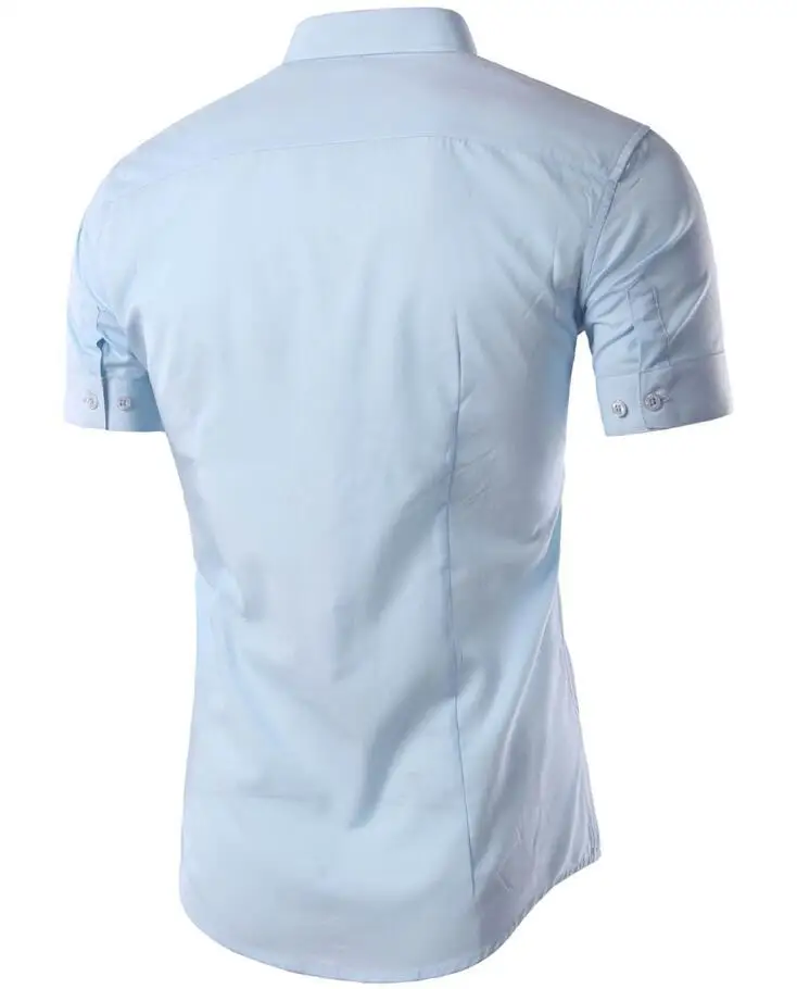 Мужская рубашка с коротким рукавом, приталенная, Camisa Social Masculina Chemise Homme, новинка, летняя мужская однотонная деловая рубашка 6537