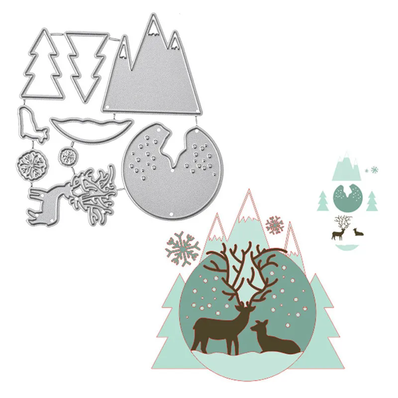 Eastshape Рождество Лось и холмы металлические режущие штампы Новинка 2019 для