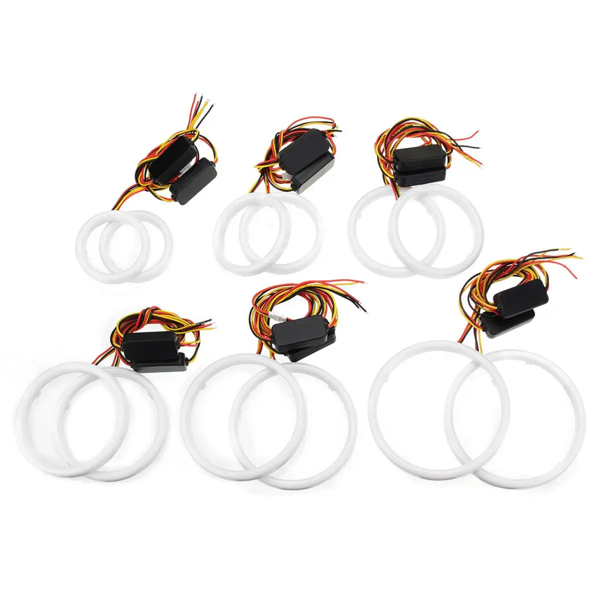 

2pcs LED Cotton White Yellow Angel Eye Halo/Ring 60mm 70mm 80mm 90mm 100mm 110mm 120mm Auto DRL Eyes with Turning Signal