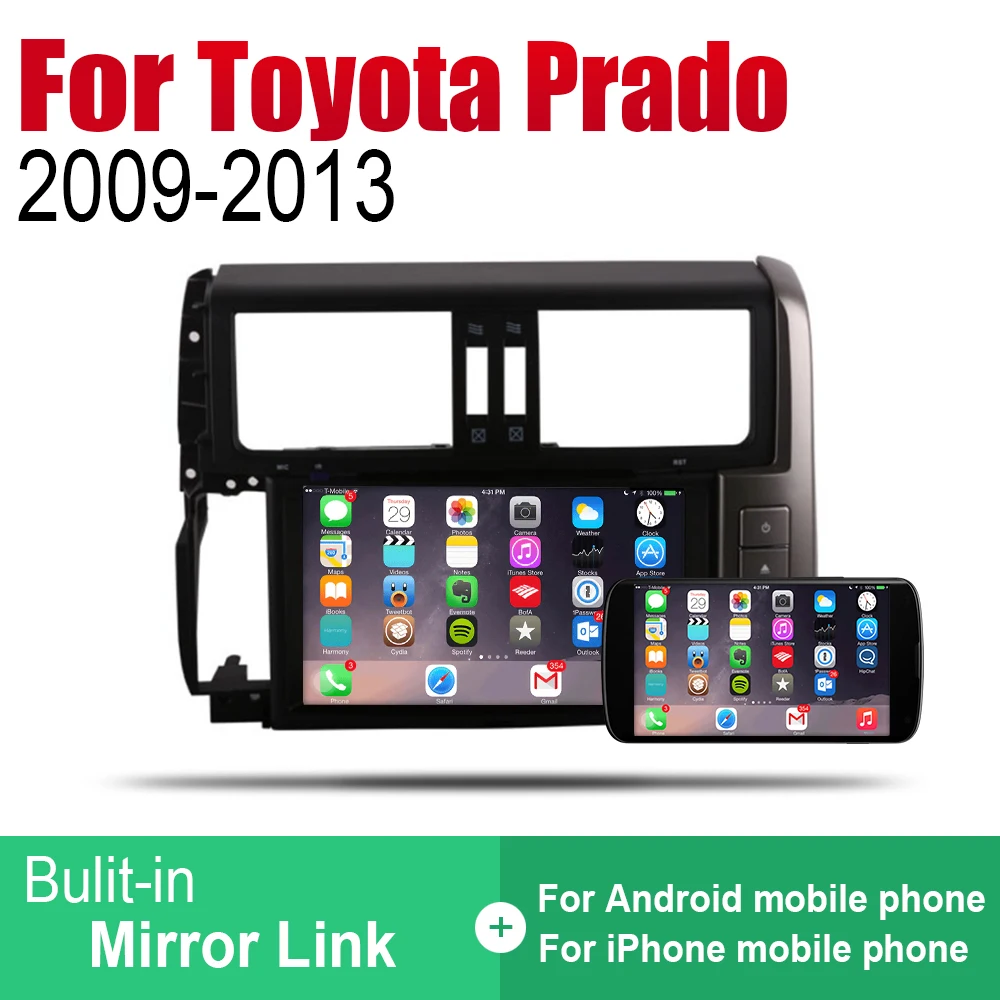 Автомагнитола 2 Din на Android DVD проигрыватель для Toyota Land Cruiser Prado 150 2009 2010 2011 2012 2013