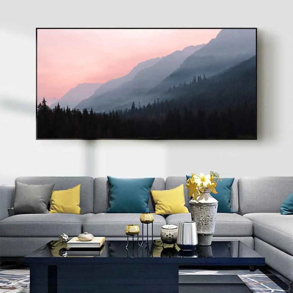 

Landscape oil painting hazy forest art canvas painting living room corridor office home decoration mural