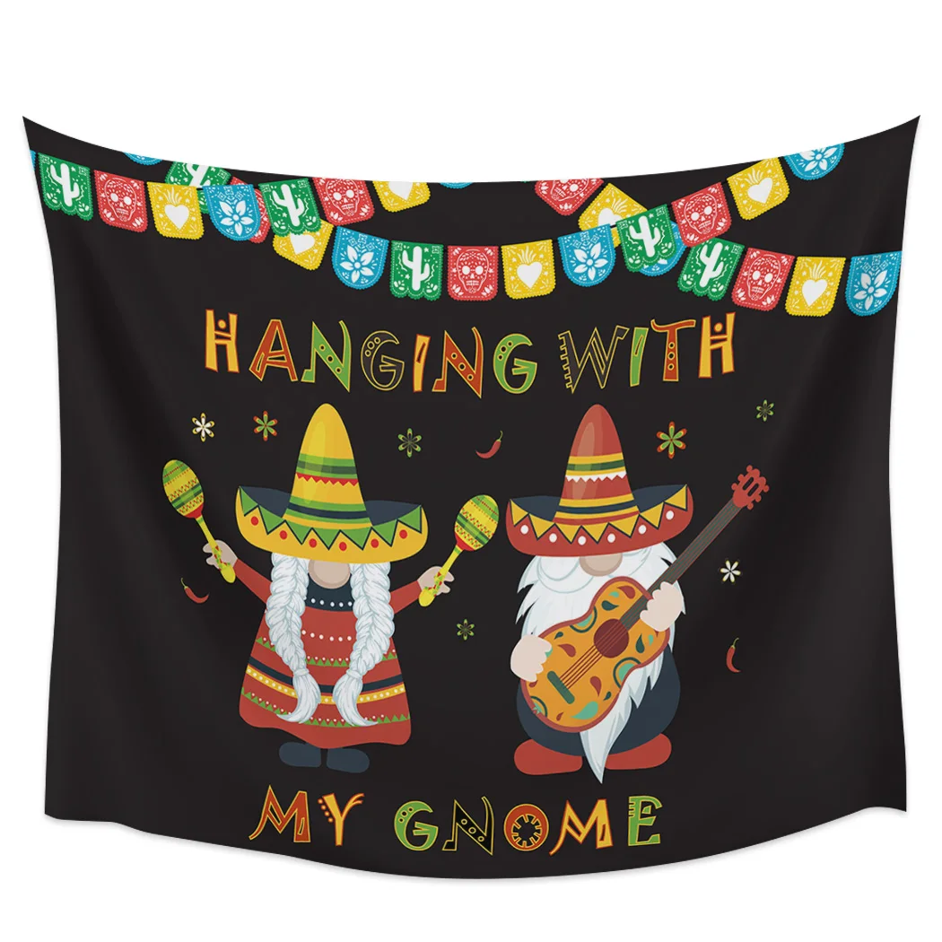 Мексиканский мидгет гитара празднование черный гобелен настенный гостиной