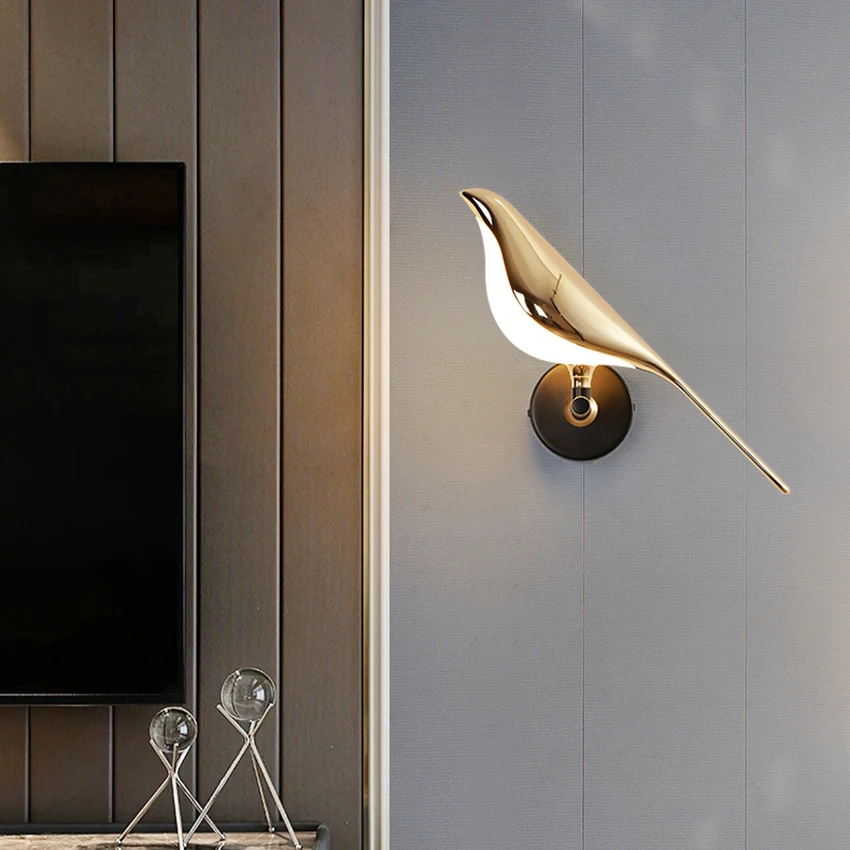 

Modern Luxurious Home Decor Wall Lamp Gold Bird Shape LED Lights Nordic Style Living Room Bedroom Hallway Lighting Wall Light