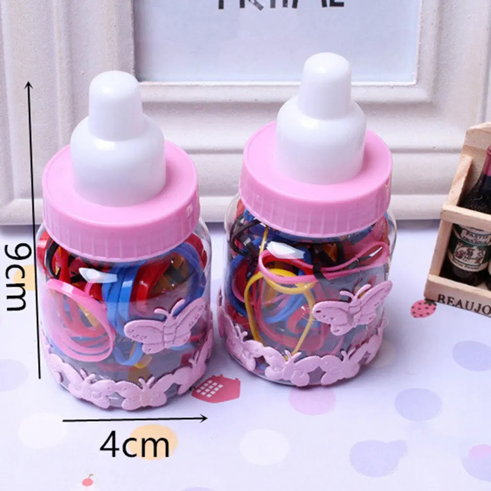 

2 bottles Multi-color Rubber Bands Small Hair Bands Elastic Hair Tie With Milk Bottle Disposable Rubber Band For Bay Girls