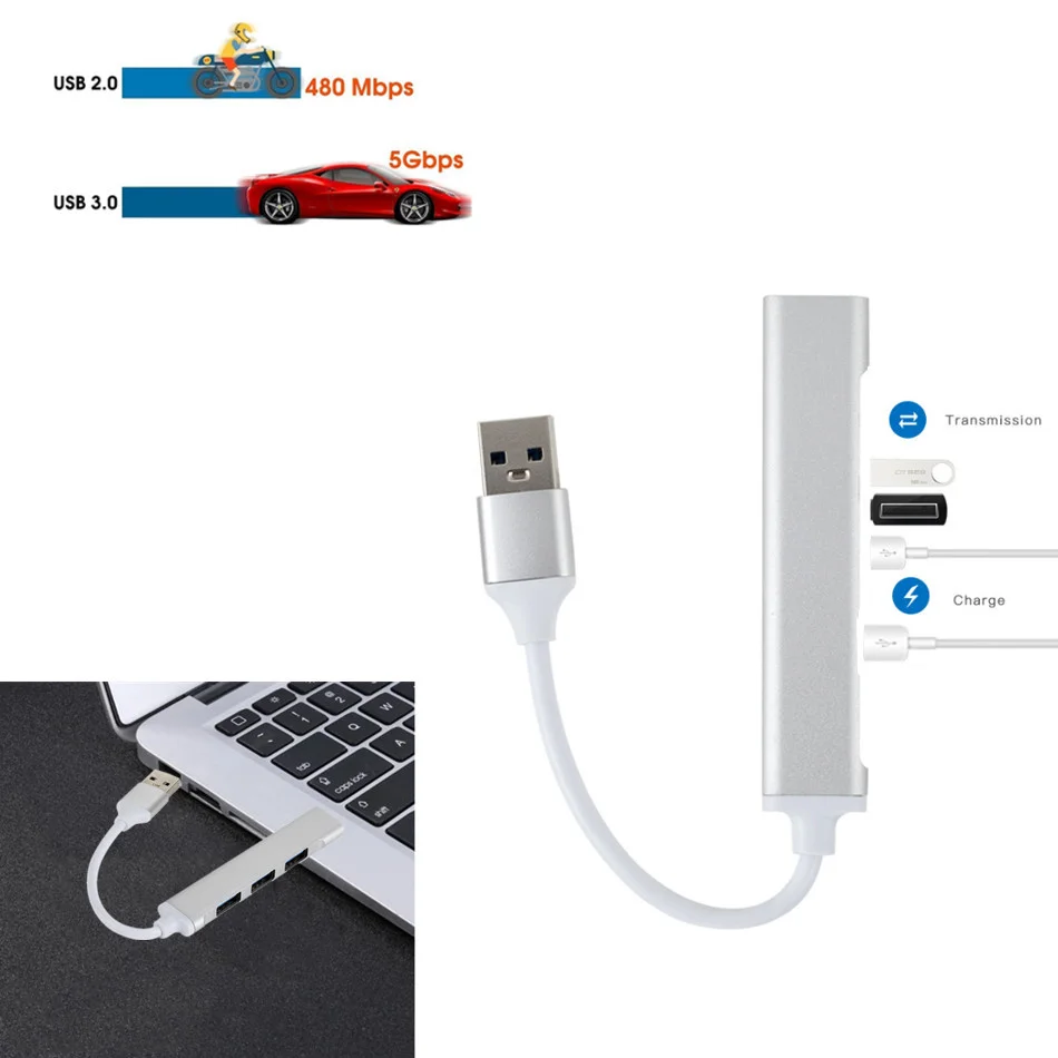 USB-концентратор WVVMVV с 4 портами USB 3 0 мультиразветвитель адаптер OTG для Xiaomi Lenovo Macbook