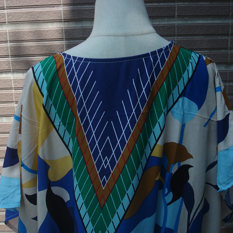 Размера плюс с принтом длинное пляжное платье Robe de хлопковый кафтан пляжные