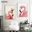 Картины на холсте с изображением розовых пар и фламинго, настенные картины с мультяшными животными для гостиной, спальни, домашний декор