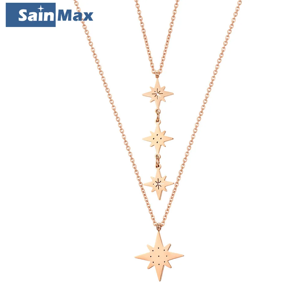 

Sainmax Stainless Steel Chain Necklace for Women Trendy Metal Pendants Necklaces for Decoration