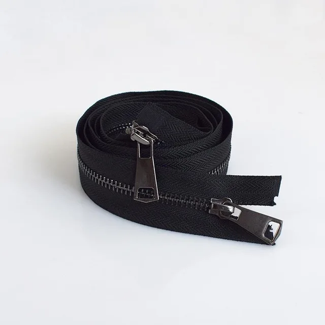 Black Meetee 120 см 5# двойной слайдер застежки-молнии для шитья открытая металлическая молния Gunblack зубы куртка молния DIY 13 цветов A3-9 - Цвет: Black