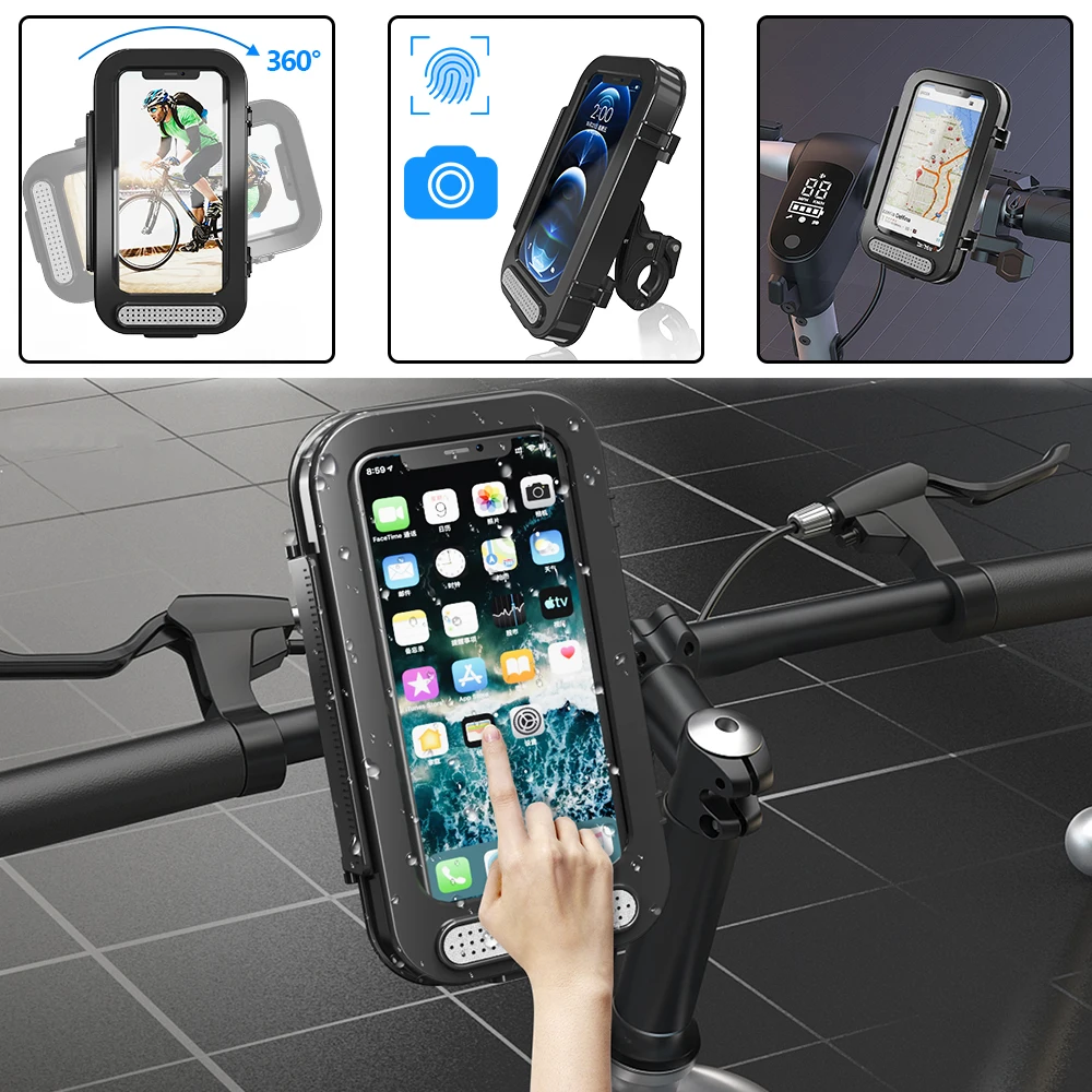 2021 waterproof bicycle phone holder stand motorcycle handlebar mount bag cases universal bike scooter cell phone bracket free global shipping