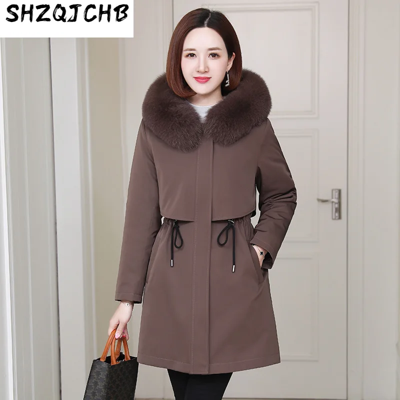 

Куртка SHZQ Fur Pie Женская зимняя, средней длины, съемная, из кроличьей шерсти