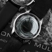 2020 enmex design wristwatch 3d black hole creative design stainless steel case oil painting face quartz clock watch