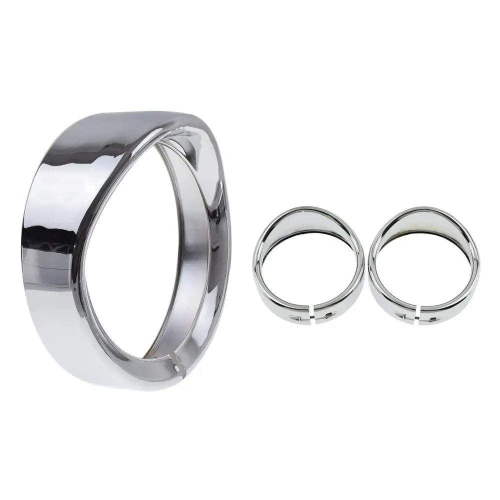 

Motorcycle Black/Chrome 7'' Headlight Headlamp Trim Ring 4.5" Fog Lamp Trim Ring For Touring Road King Electra Glide FLD