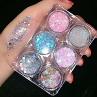 easy to wear 6 color sequined gel cream sequined eyeshadow palette glitter diamond eye makeup set festival party cosmetics