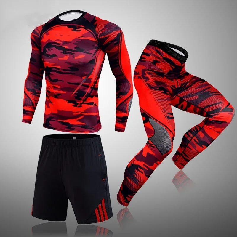 

3-piece sets Compression Suits Men's Quick Dry set Clothes Sport Running jogging Gym work out Fitness Tracksuit clothing