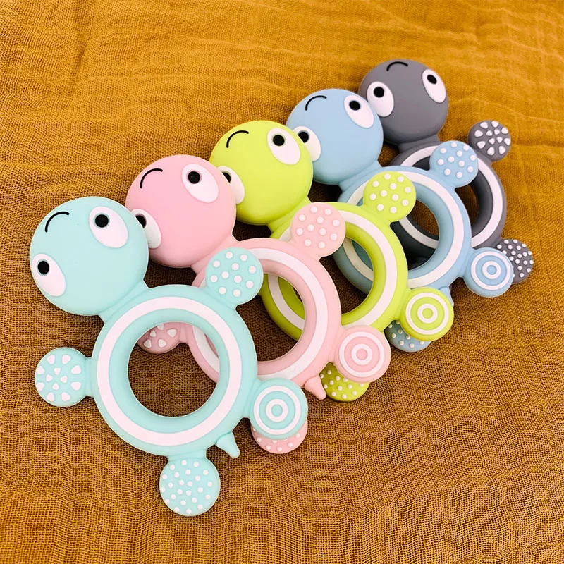 

BPA Free Baby Silicone Teethers Food Grade Cute Turtle Tiny Rod Teething Necklace Baby Shower Gifts Cartoon Animals Teether