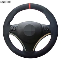 black suede hand stitched comfortable soft car steering wheel cover for bmw e90 e91 e92 e93 e87 e81 e82 e88 x1 e84 accessories