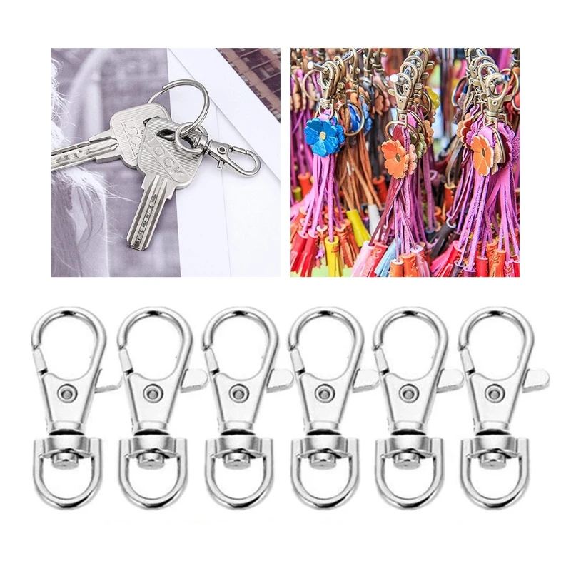 120 Pieces Swivel Clasps Bright Key Rings Metal Lanyard Snap Hooks Lobster Claw for Keychain Crafting | Украшения и аксессуары